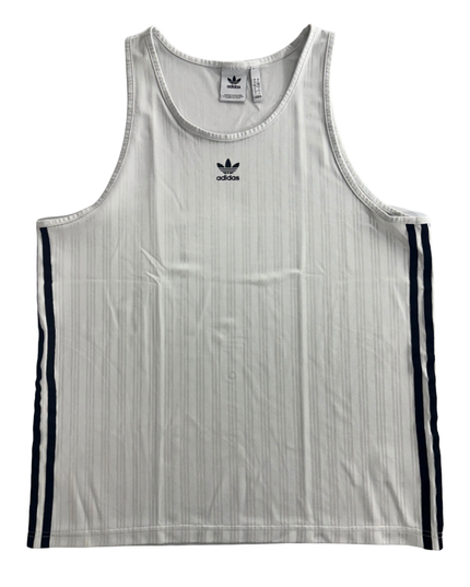 Adidas Originals Trefoil White Mesh Stripe Tank Top - L