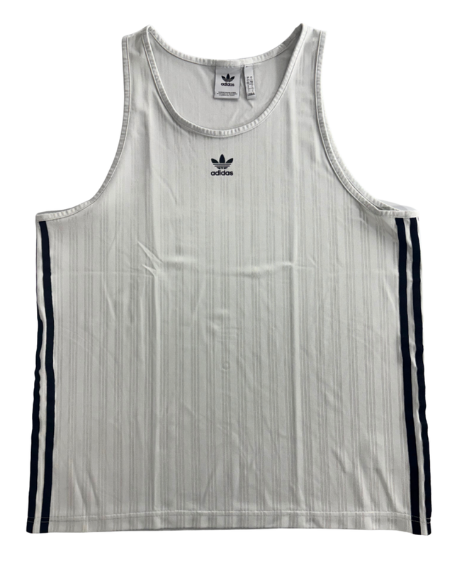 Adidas Originals Trefoil White Mesh Stripe Tank Top - L