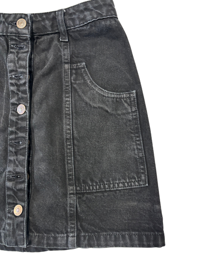 Black Button-Front Denim Mini Skirt - XS | Waist: 26"