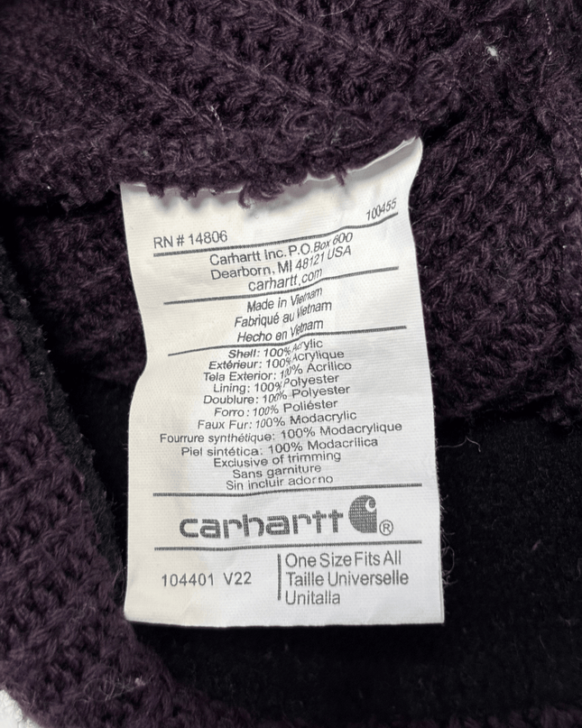 Carhartt Faux Fur Pom Dark Purple Knit Beanie