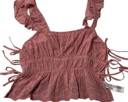 Forever 21 Dusty Rose Eyelet Ruffle Side-Tie Crop Top