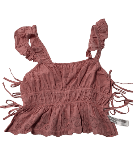 Forever 21 Dusty Rose Eyelet Ruffle Side-Tie Crop Top