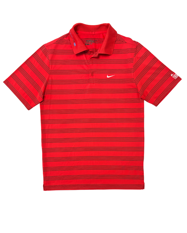 Nike Tour Performance Dri-Fit Red Striped Golf Polo Shirt