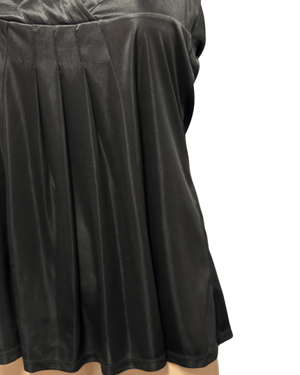 DKNY Jeans Black Satin Halter Backless Pleated Top