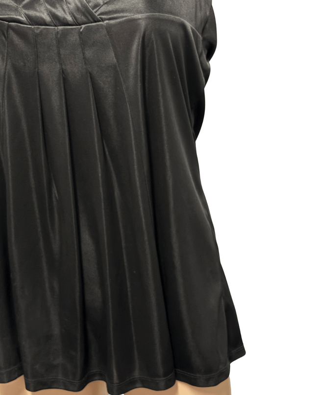 DKNY Jeans Black Satin Halter Backless Pleated Top