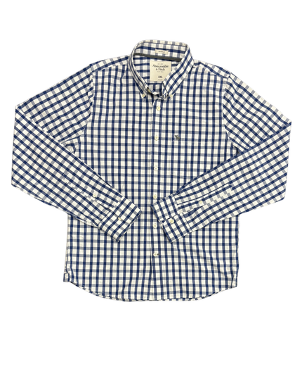 Abercrombie & Fitch Blue Gingham Muscle Fit Shirt - L