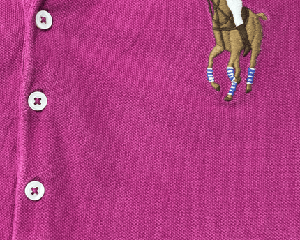 Ralph Lauren Sport #3 Sleeve Patch Magenta Polo Shirt