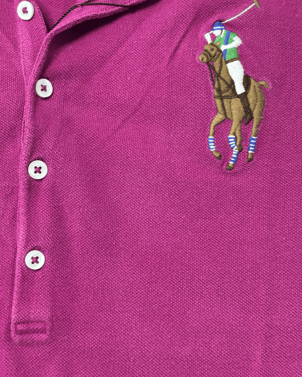 Ralph Lauren Sport #3 Sleeve Patch Magenta Polo Shirt