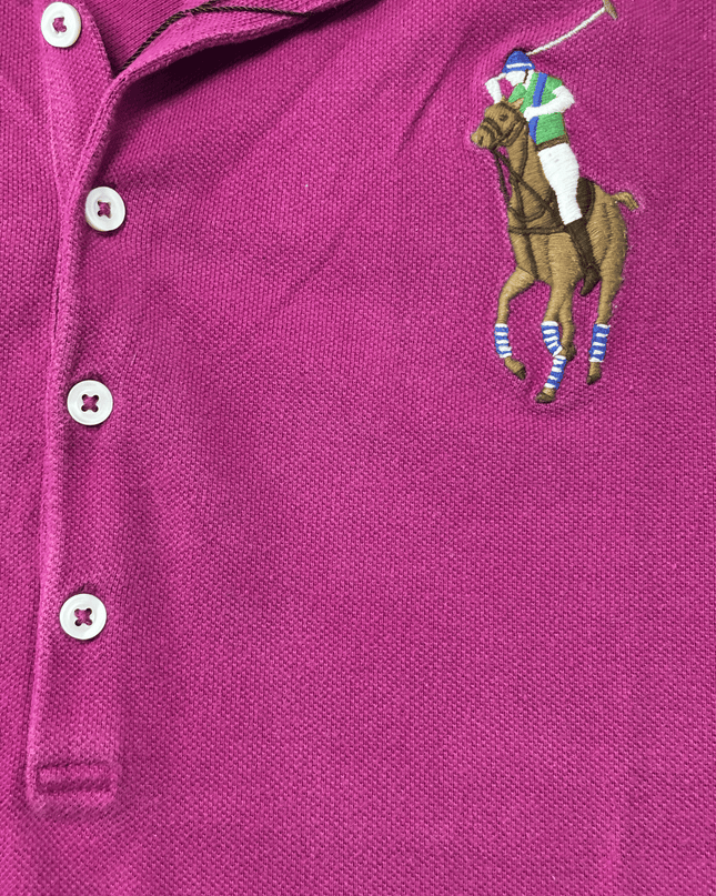 Ralph Lauren Sport #3 Sleeve Patch Magenta Polo Shirt