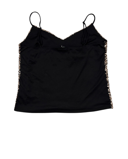 Le Château Black Silver Sequin Cami Top - M