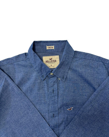 Hollister Stretch Chambray Blue Button-Down Shirt - L
