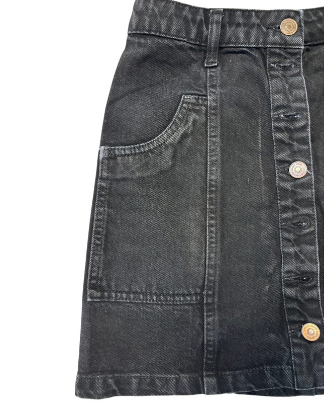 Black Button-Front Denim Mini Skirt - XS | Waist: 26"