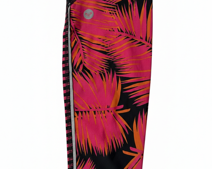 Roxy Pink/Black Striped Tropical Detail Athletic Leggings