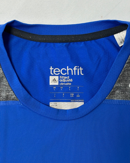Adidas Techfit Climalite Performance Training Blue & Grey Panel Shirt