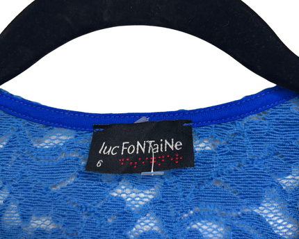 Luc Fontaine Royal Blue Floral Lace Cropped Bolero Jacket - XS
