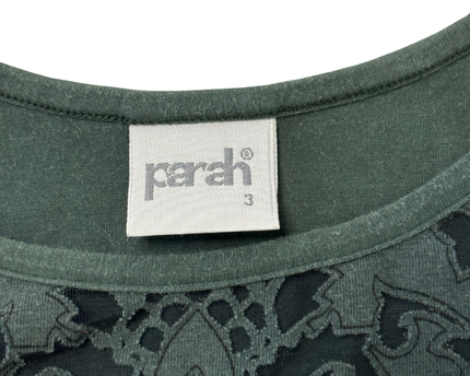 Parah Dark Olive Green Sheer Velvet Patterned Tank Top