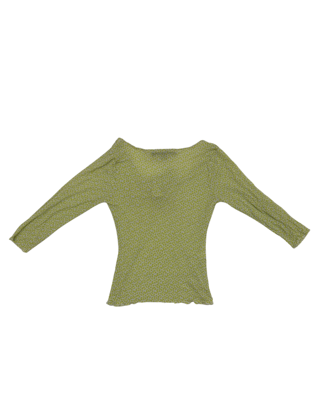 Express Design Studio Green Abstract Print Tie-Front Blouse - XXS