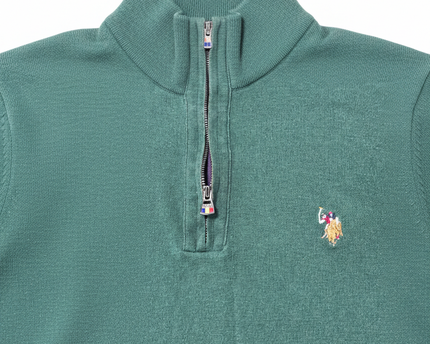 U.S. Polo Assn. Green Quarter-Zip Knit Sweater