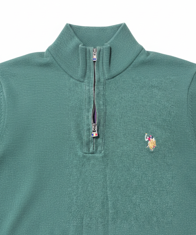U.S. Polo Assn. Green Quarter-Zip Knit Sweater