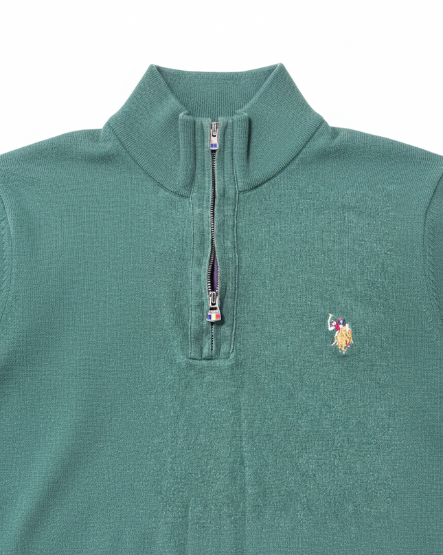 U.S. Polo Assn. Green Quarter-Zip Knit Sweater
