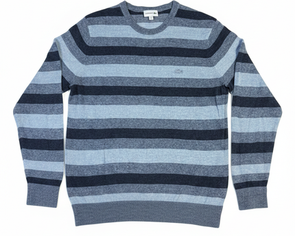 Lacoste Blue Striped Crewneck Knit Sweater