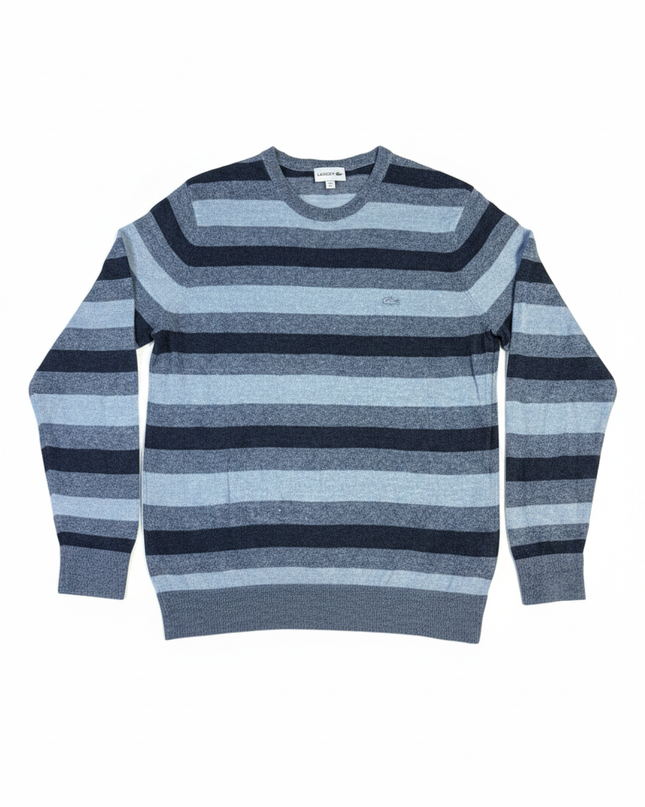 Lacoste Blue Striped Crewneck Knit Sweater