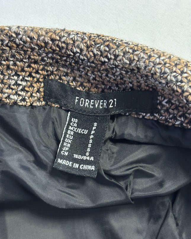 Forever 21 Brown Textured Double-Breasted Winter Coat