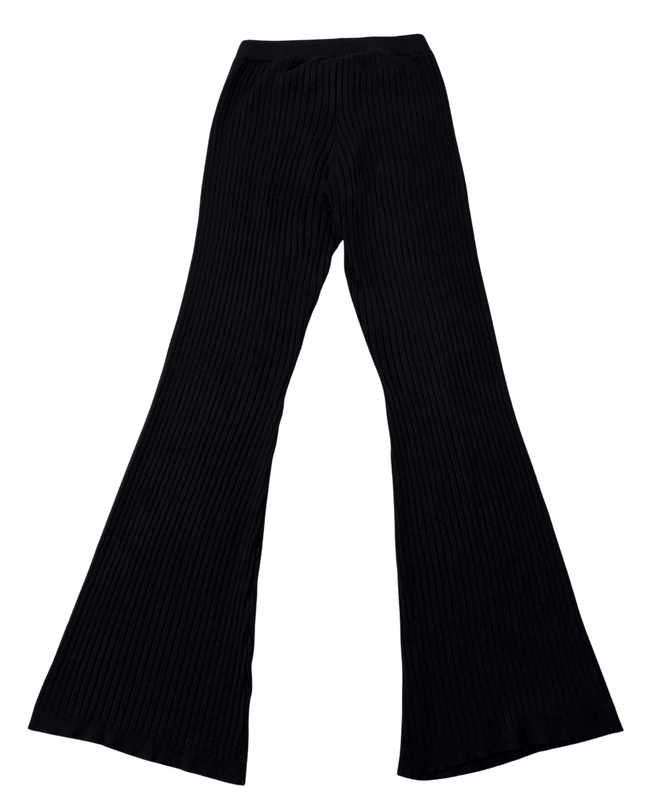 Forever 21 Black Ribbed Knit High-Rise Flare Pants