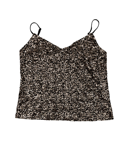 Le Château Black Silver Sequin Cami Top - M