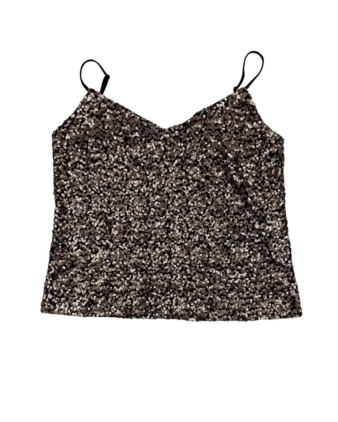 Le Château Black Silver Sequin Cami Top - M