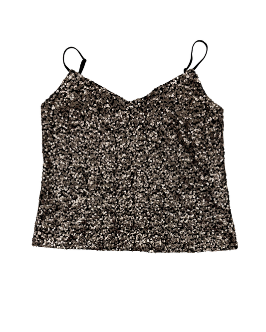 Le Château Black Silver Sequin Cami Top - M