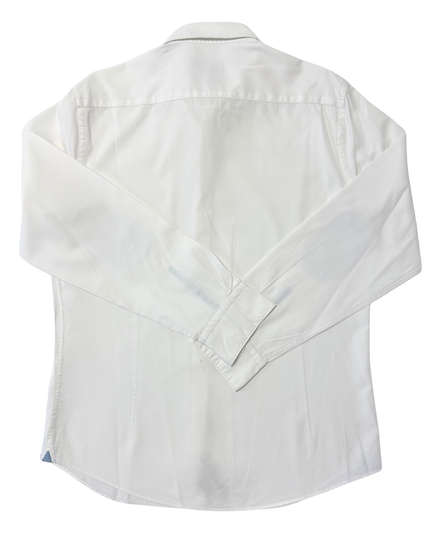 Massimo Dutti White Textured with Blue Elbow Patches Shirt