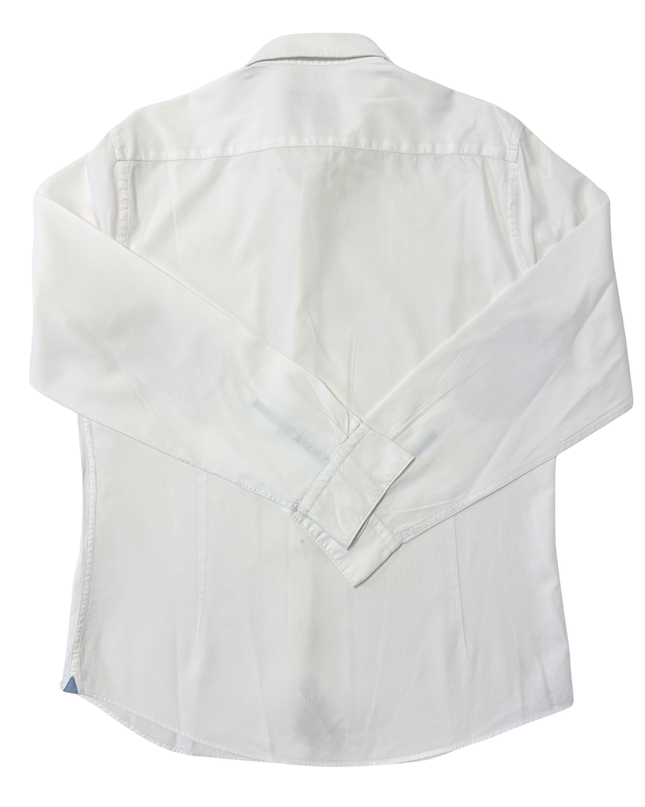 Massimo Dutti White Textured with Blue Elbow Patches Shirt