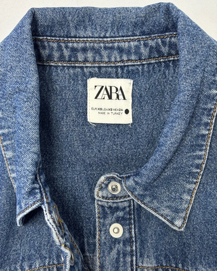 Zara Classic Blue Button-Up Denim Shirt