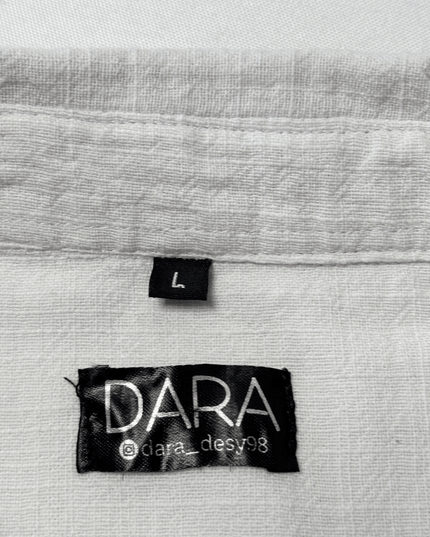 Dara Textured Cotton White Button-Up Shirt