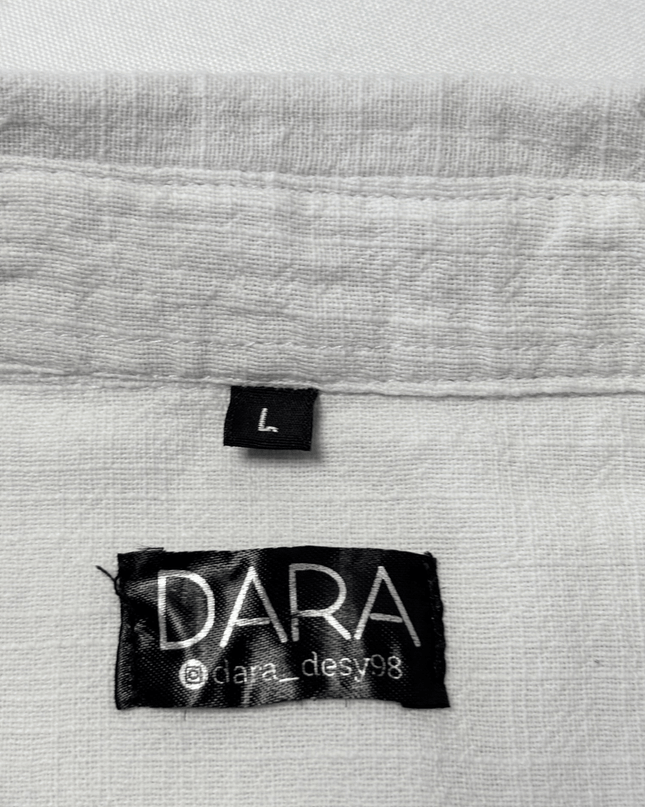 Dara Textured Cotton White Button-Up Shirt