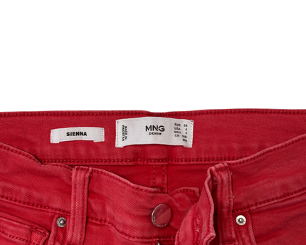 MNG Denim Sienna Red Straight Leg Jeans - XS | Waist: 26"