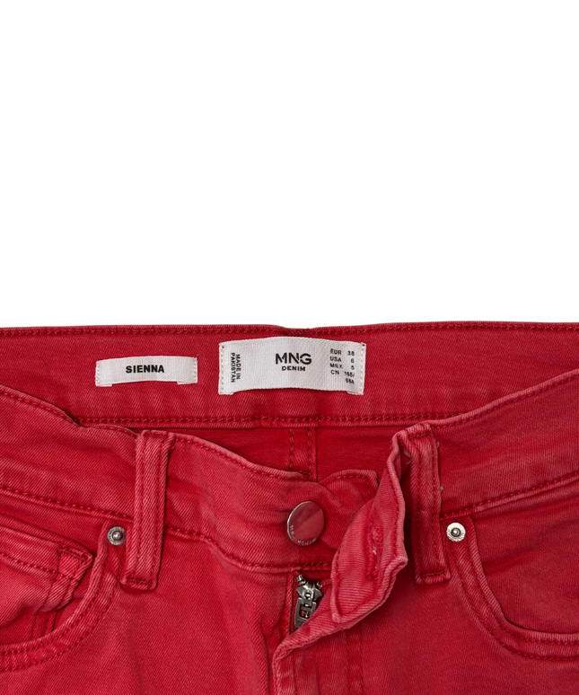 MNG Denim Sienna Red Straight Leg Jeans - XS | Waist: 26"
