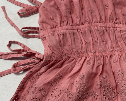 Forever 21 Dusty Rose Eyelet Ruffle Side-Tie Crop Top