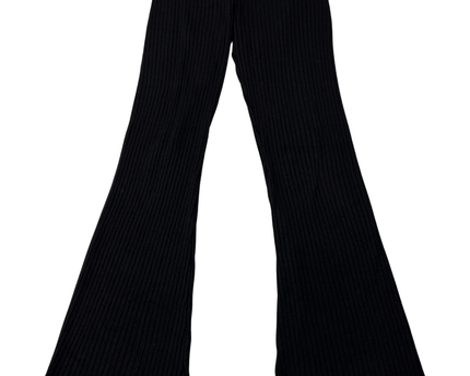 Forever 21 Black Ribbed Knit High-Rise Flare Pants