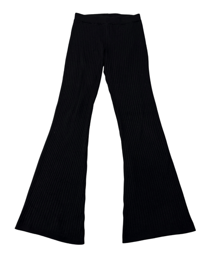 Forever 21 Black Ribbed Knit High-Rise Flare Pants