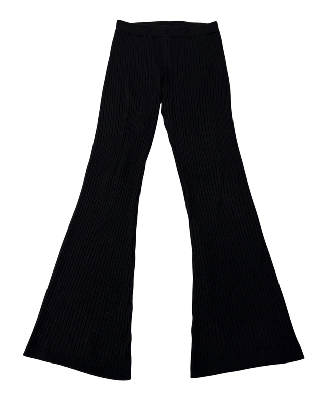 Forever 21 Black Ribbed Knit High-Rise Flare Pants