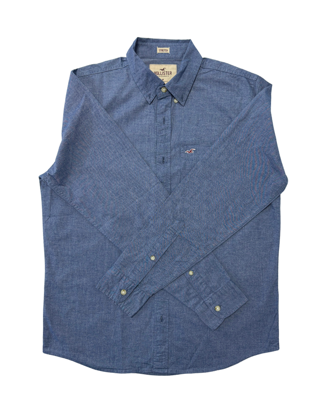 Hollister Stretch Chambray Blue Button-Down Shirt - L
