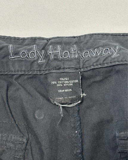 Lady Hathaway Utility Black Cotton Cargo Pants - XXL | Waist: 36"