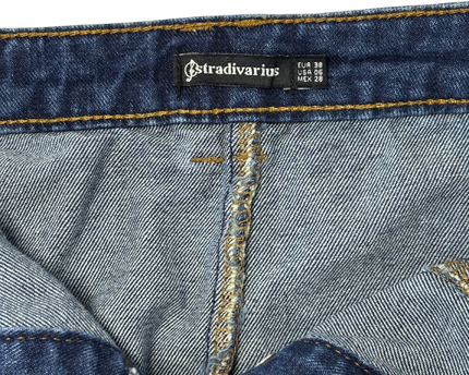 Stradivarius Denim Blue Wash Button-Front Mini Skirt - M | Waist: 30"