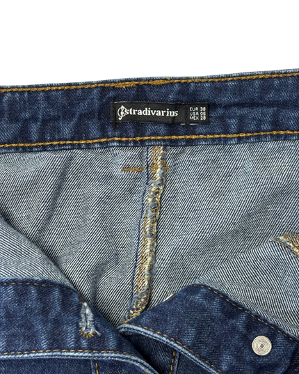 Stradivarius Denim Blue Wash Button-Front Mini Skirt - M | Waist: 30"