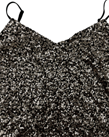 Le Château Black Silver Sequin Cami Top - M