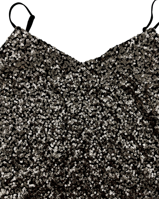 Le Château Black Silver Sequin Cami Top - M