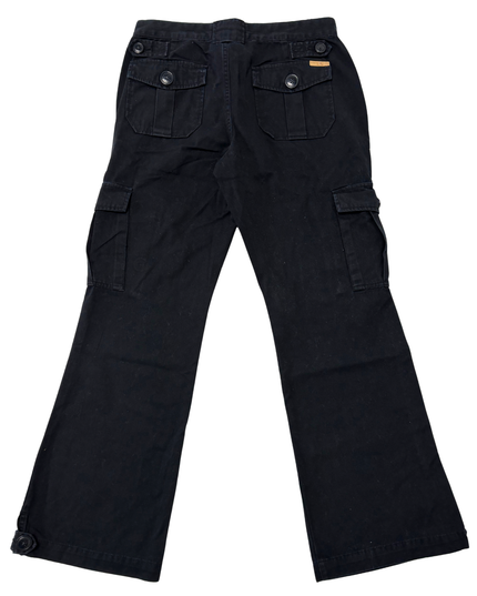 Tommy Jeans Y2K Black Wide Leg Adjustable Button Cuff Cargo Pants