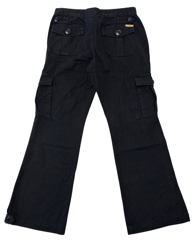 Tommy Jeans Y2K Black Wide Leg Adjustable Button Cuff Cargo Pants